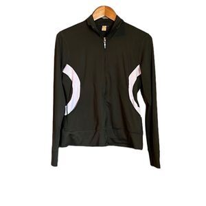Lucy brown & light pink zip up sweater. Size medium